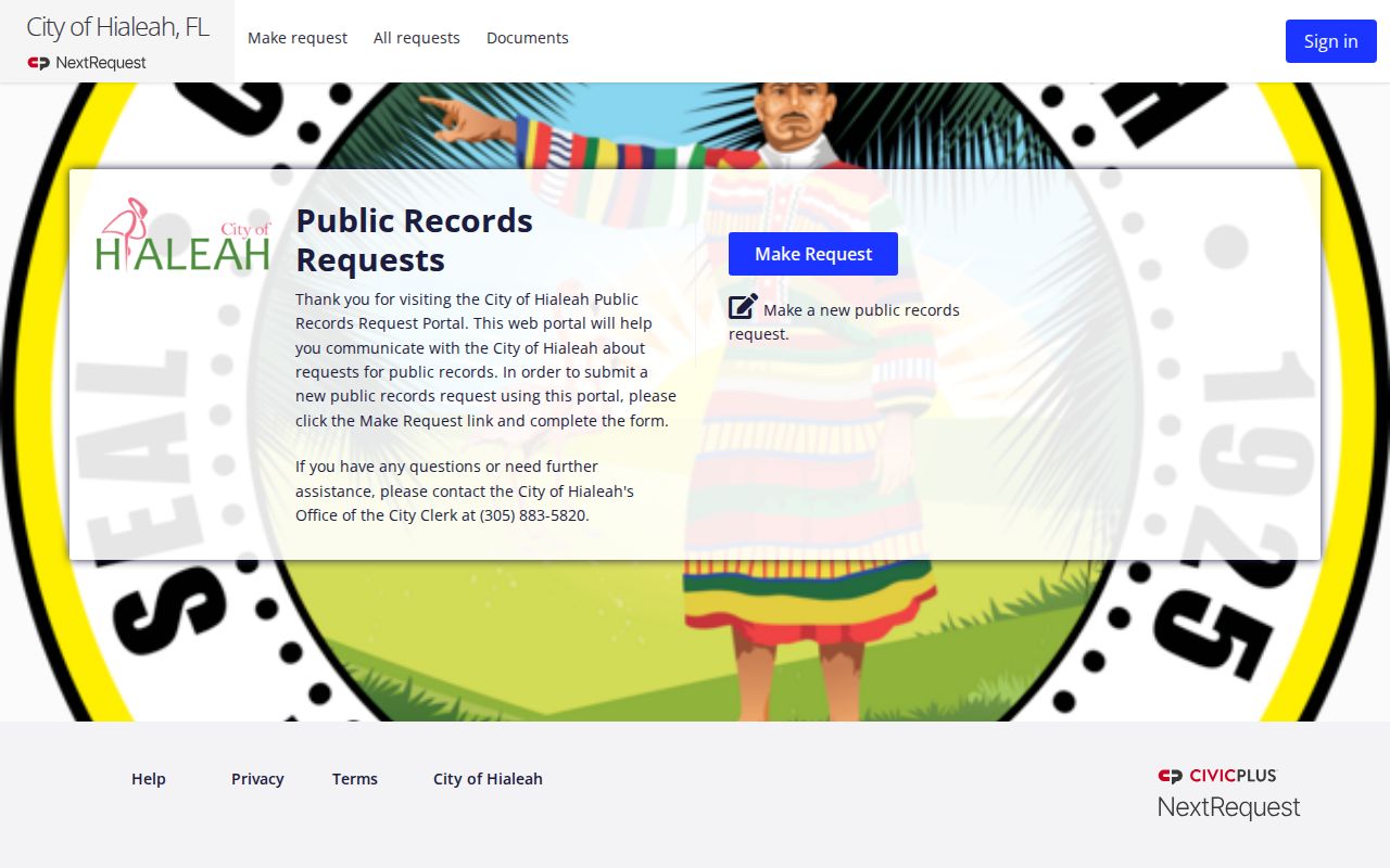 Hialeah residents directory NextRequest portal