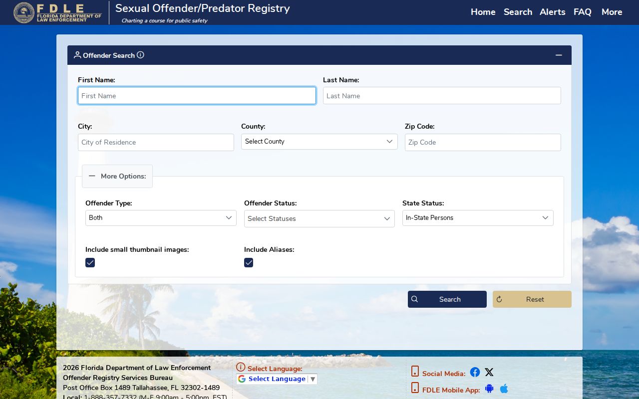 Hialeah neighbors FDLE geographic registry search