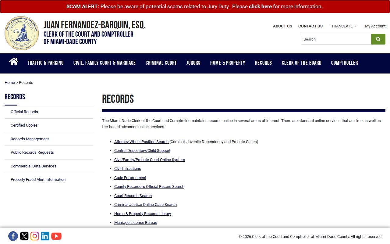 Hialeah resident lookup through the Miami-Dade court records gateway
