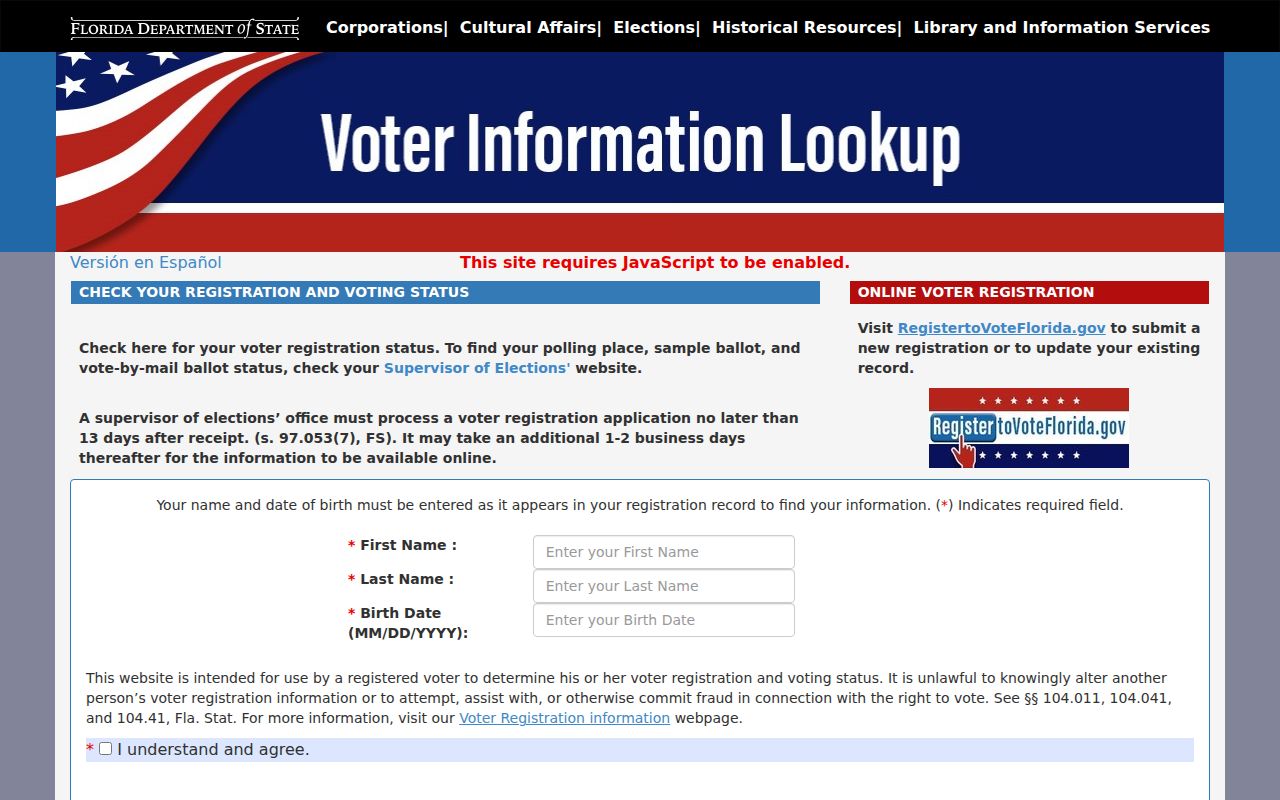 Hialeah resident lookup through Florida voter status