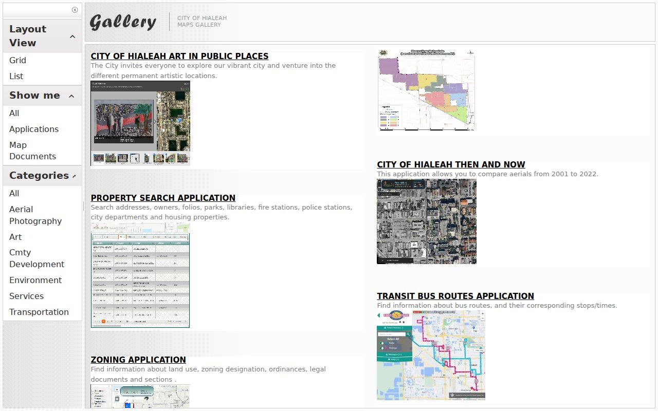 Hialeah GIS Maps Gallery with property and zoning map choices